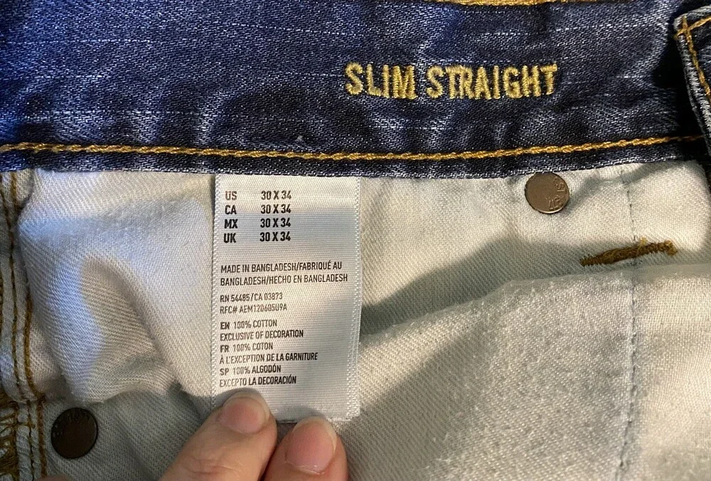 Mens American Eagle Jeans Slim Straight 30 X 34